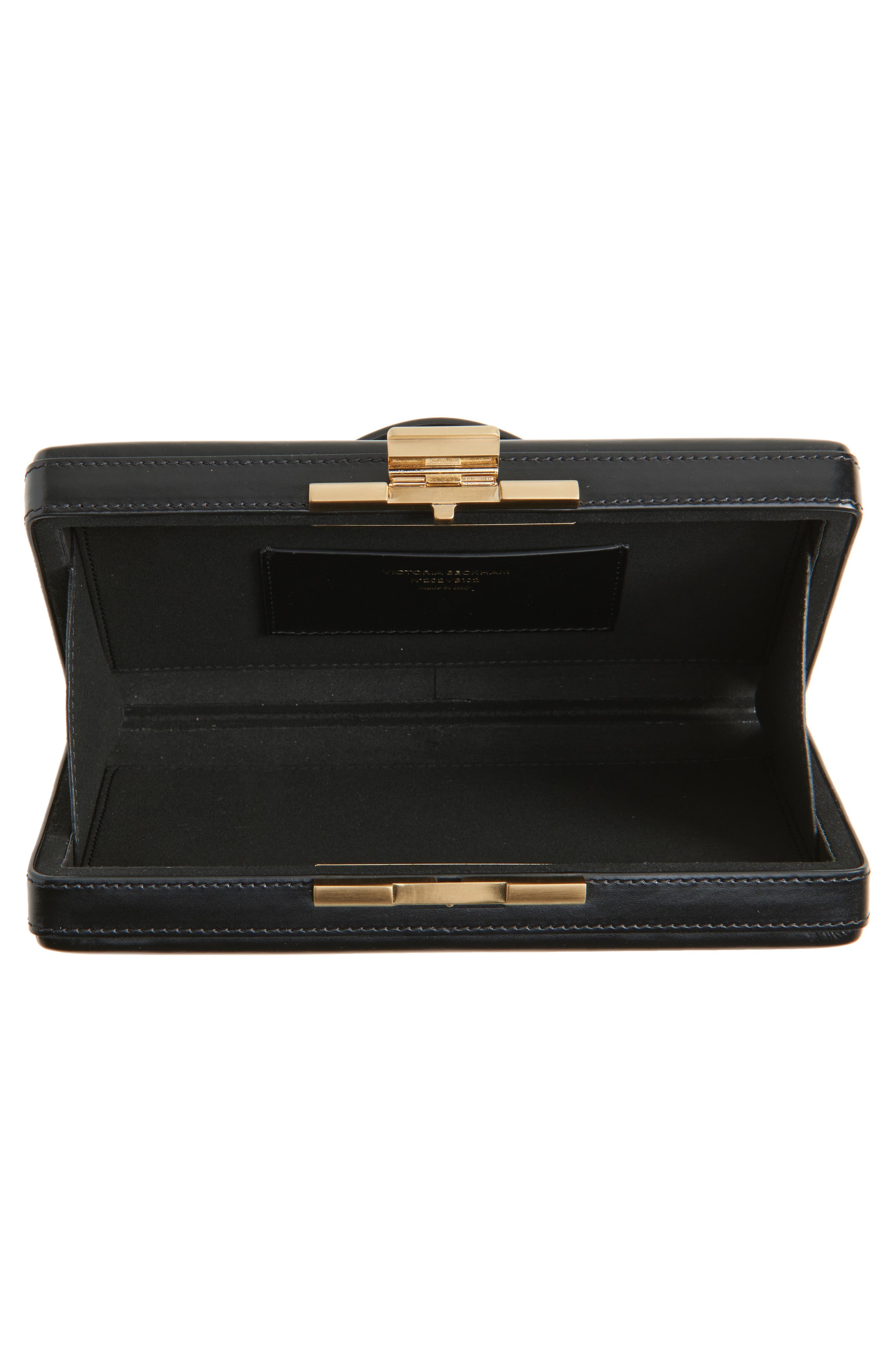 Victoria Beckham Leather Top Handle Box Clutch, Alternate, color, Black