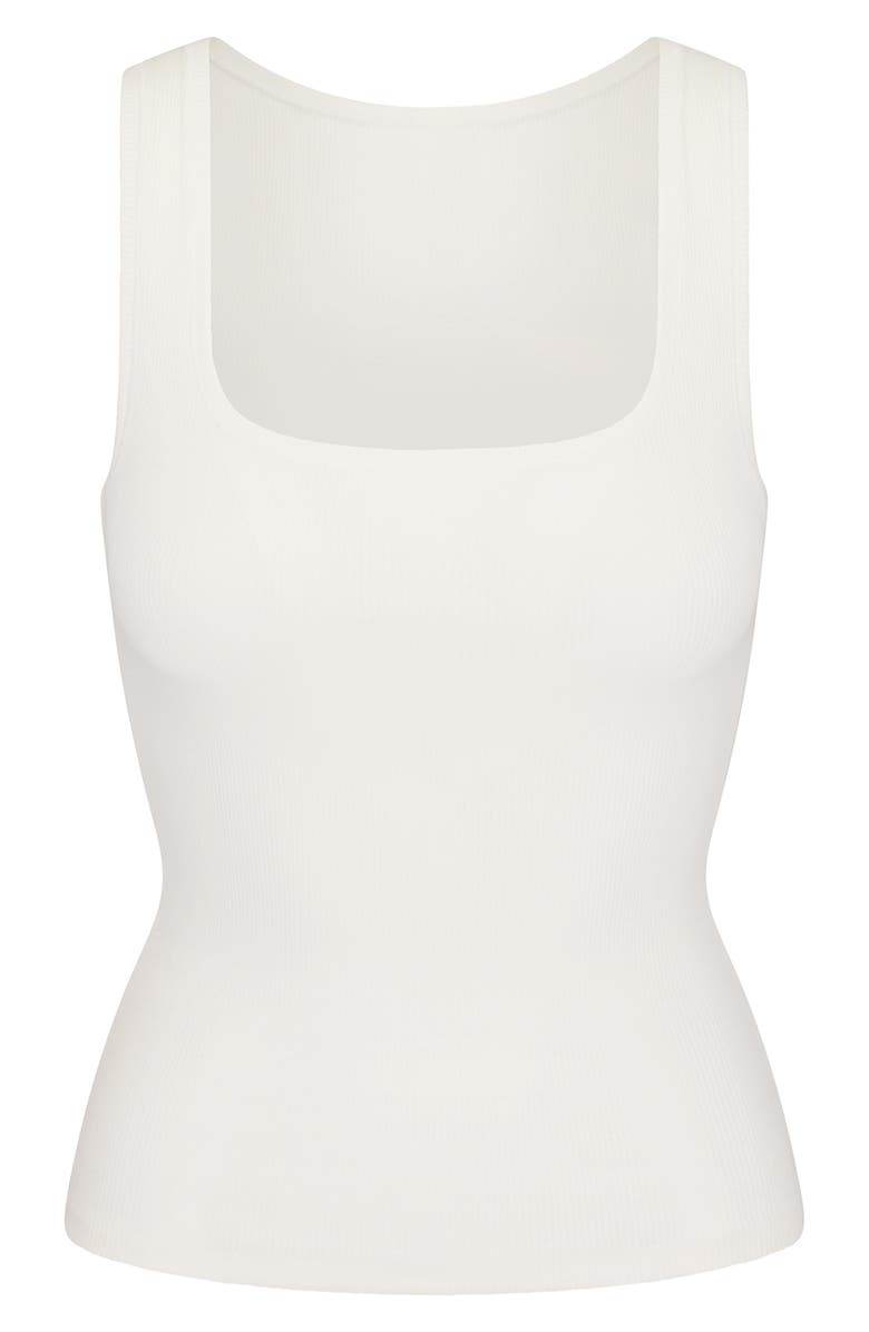 SKIMS Cotton Rib Long Tank, Alternate, color, Marble