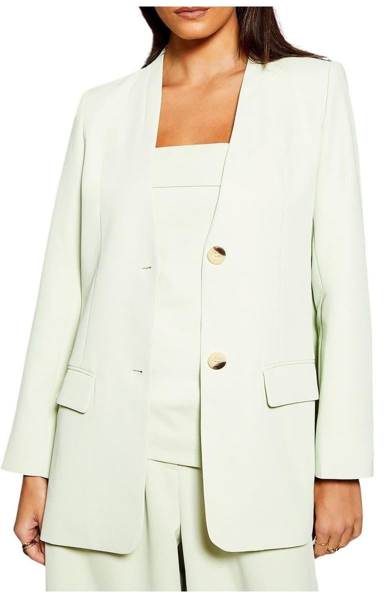 Warehouse Runway Collarless Boxy Blazer, Alternate, color, Mint