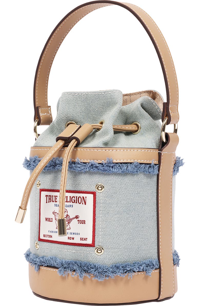 True Religion Buddha Patch Denim Bucket Bag, Alternate, color, Denim
