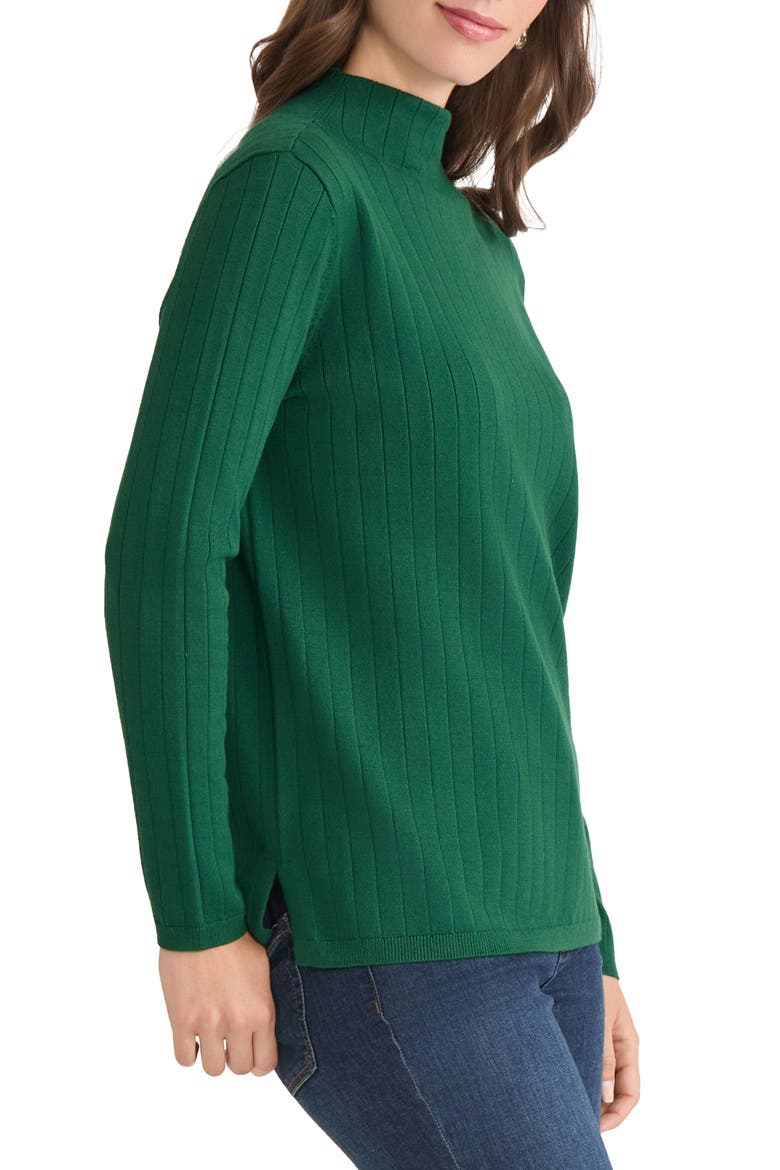 Funnel Neck Wide Rib Sweater, Alternate, color, FOREST GREEN