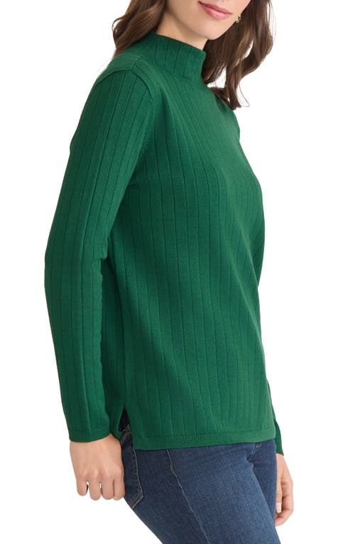 Jones New York Funnel Neck Wide Rib Sweater In Green