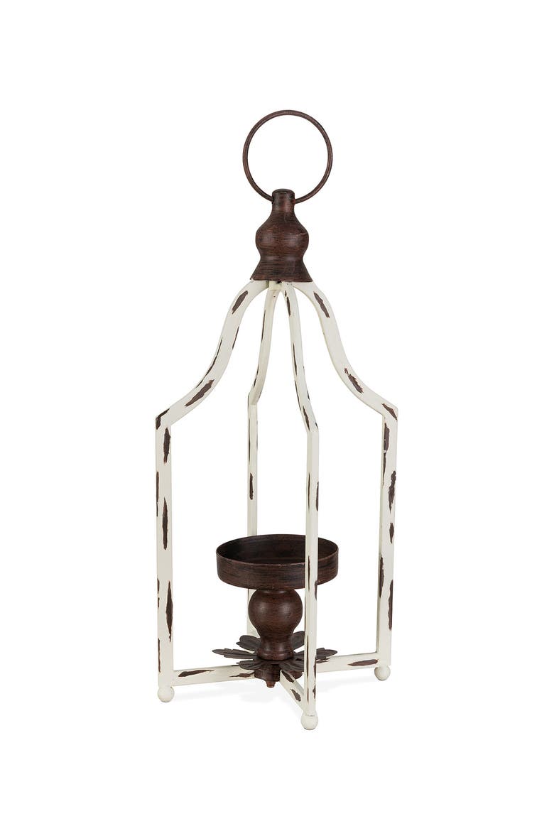 Modern Farmhouse Metal Decorative Lantern Candle Holder, Main, color, White