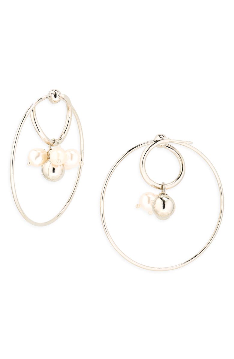 Justine Clenquet Eva Freshwater Pearl Earrings, Main, color, Palladium