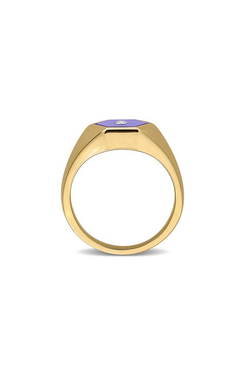 Delmar Gender Inclusive Lazuli Lapis & Diamond Hexagon Ring In Blue