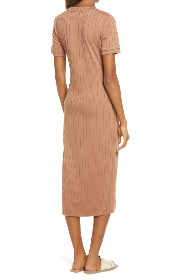 The Romie Ribbed Midi T-Shirt Dress, Alternate, color, TOFFEE