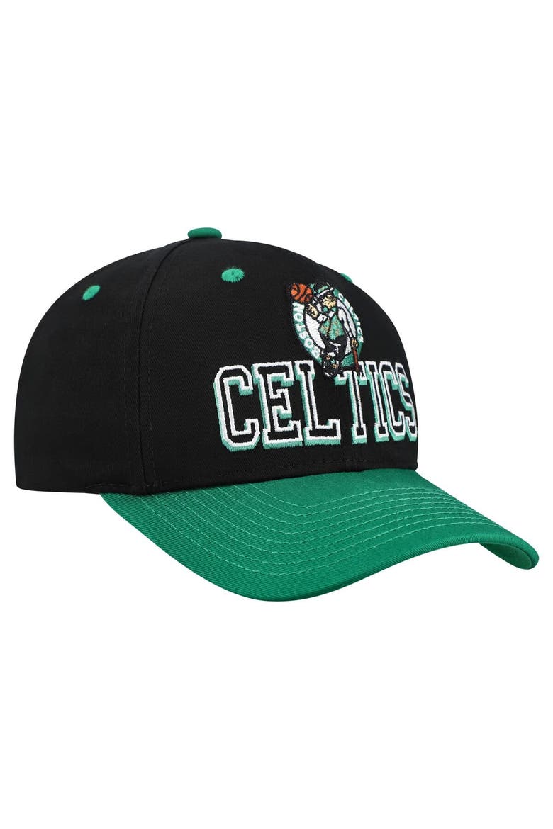 Men's Mitchell & Ness Black/Kelly Green Boston Celtics Backside Script 2-Tone Pro Crown Adjustable Hat, Alternate, color, Black