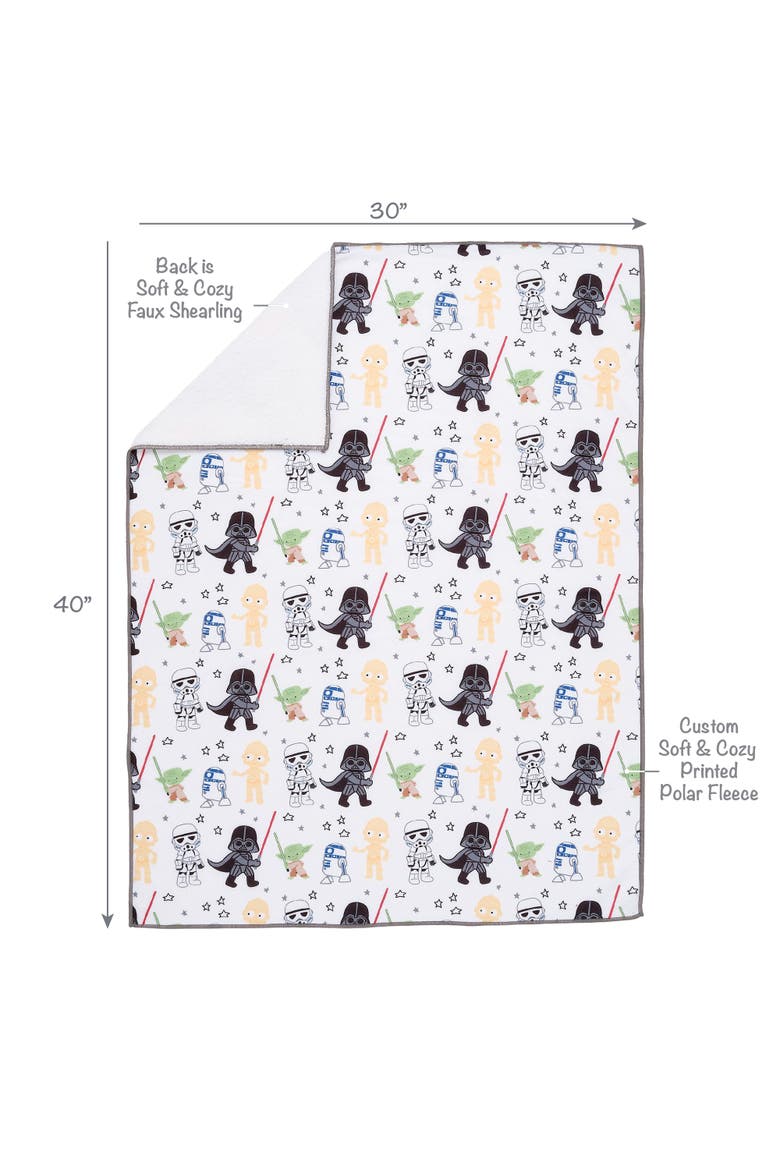 Star Wars Classic Fleece Baby Blanket - Yoda/Darth Vader/R2-D2/C-3PO, Alternate, color, White