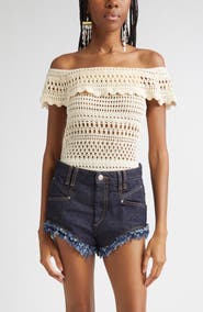 Isabel Marant Étoile Zaelle Off the Shoulder Crochet Top