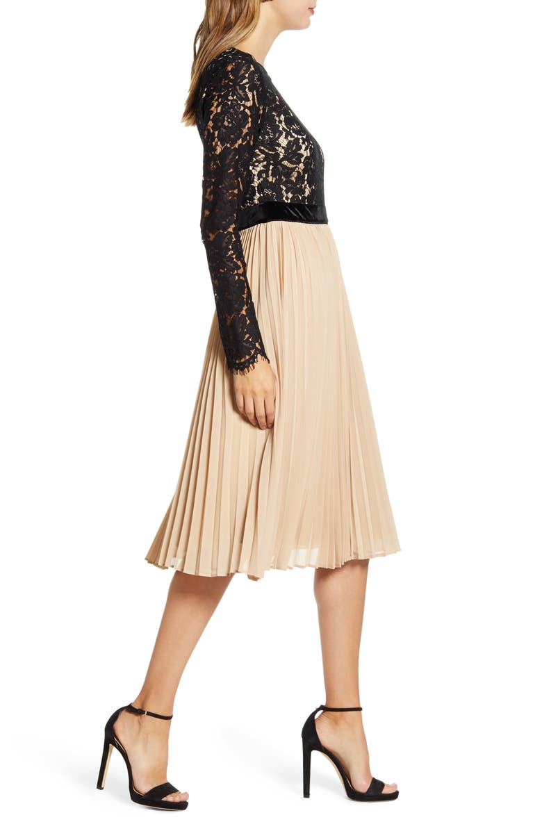 Rachel Parcell Lace Pleat Dress, Alternate, color, 