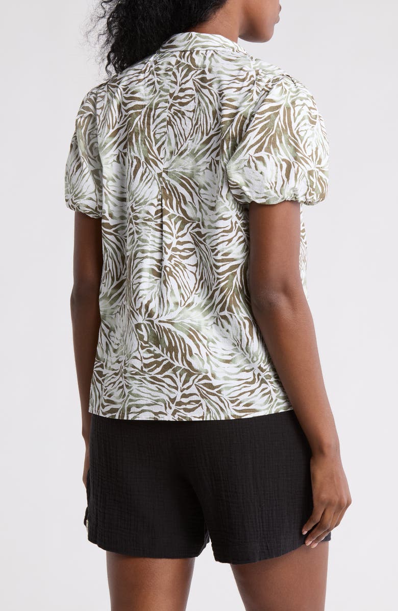 Tommy Bahama Monstera Mirage Puff Sleeve Stretch Cotton Top, Alternate, color, 