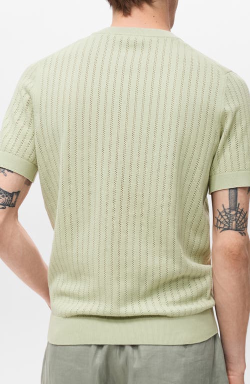 Mango Openwork Stripe Cotton Top In Green