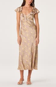 ASTR the Label Nico Floral Ruffle Cap Sleeve Midi Dress