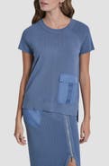 DKNY Satin Pocket Short Sleeve Sweater