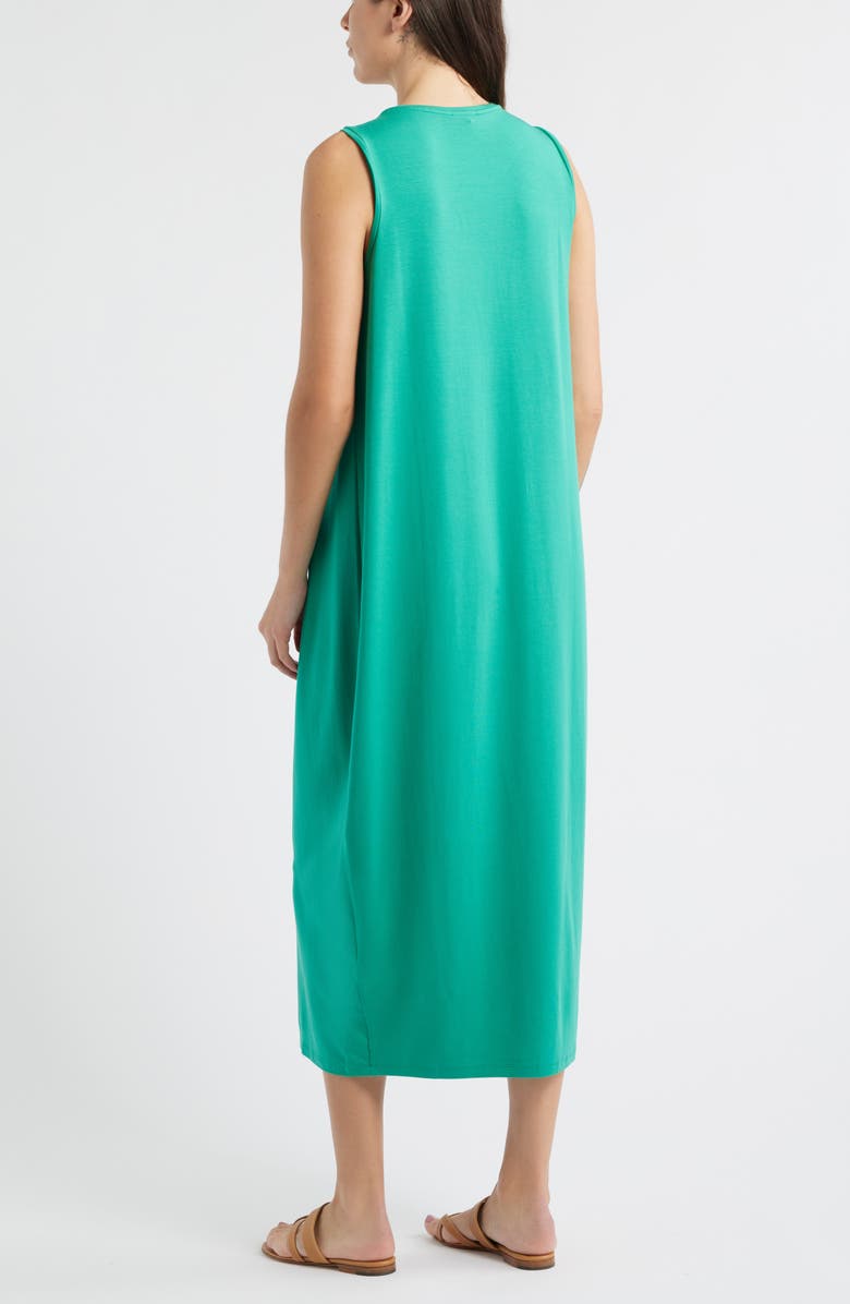 Eileen Fisher Round Neck Oval Stretch Sleeveless Midi Dress, Alternate, color, Sea Star