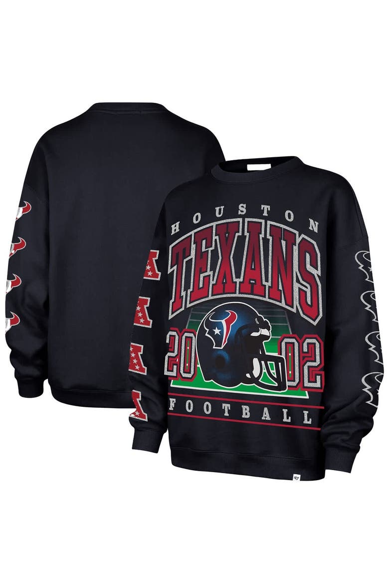 Women's '47  Navy Houston Texans Go Big Oversized Pullover Sweatshirt, Main, color, Navy