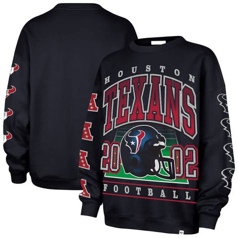 Women's '47  Navy Houston Texans Go Big Oversized Pullover Sweatshirt