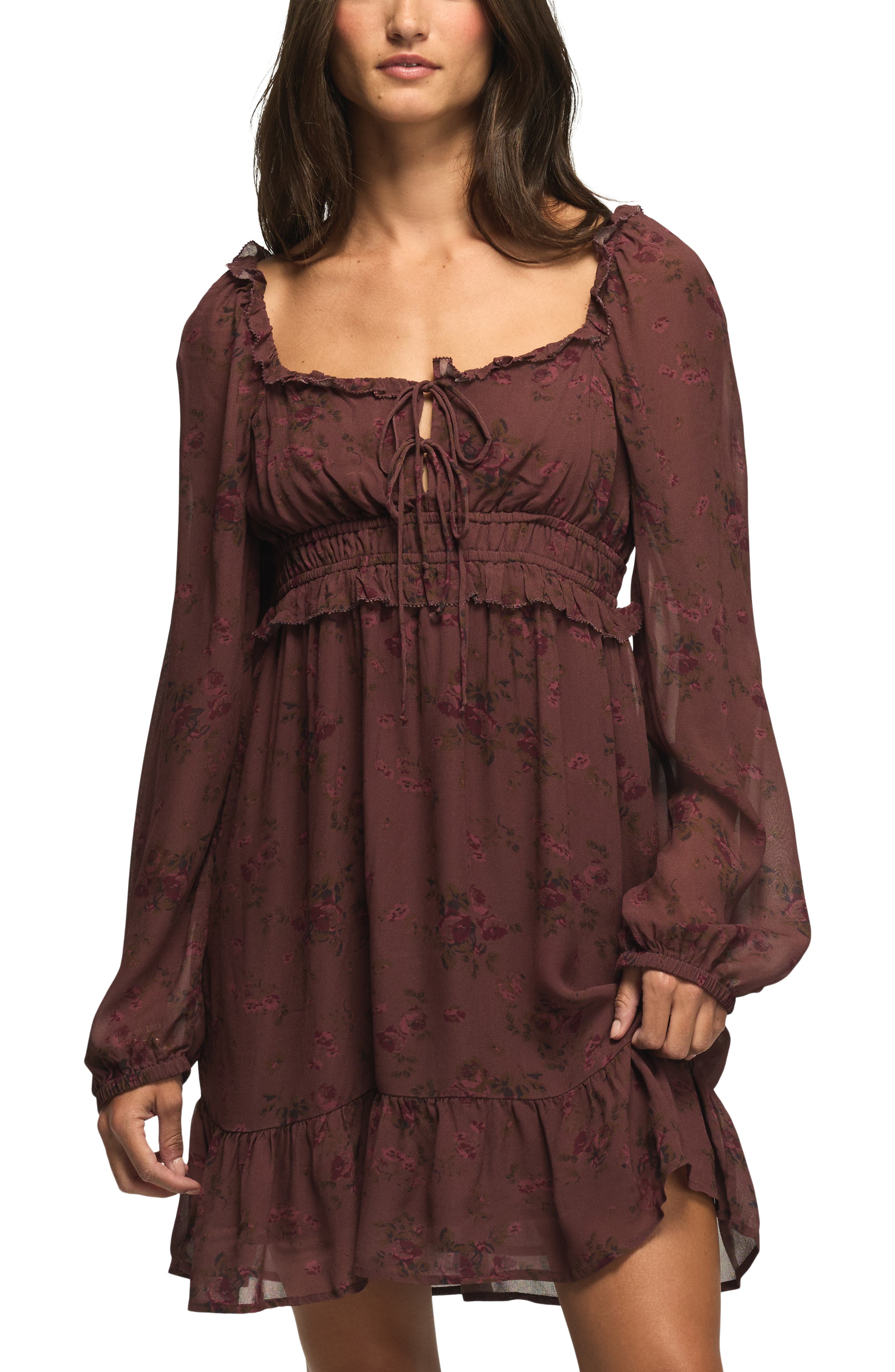 Lucky Brand Ruffle Peasant Minidress (Women) | Nordstrom