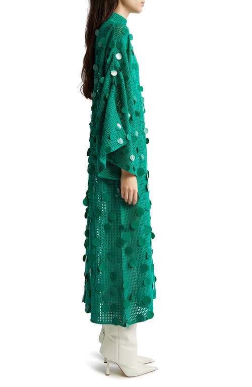 La Vie Style House Net Bangle Cover-up Maxi Caftan In Green