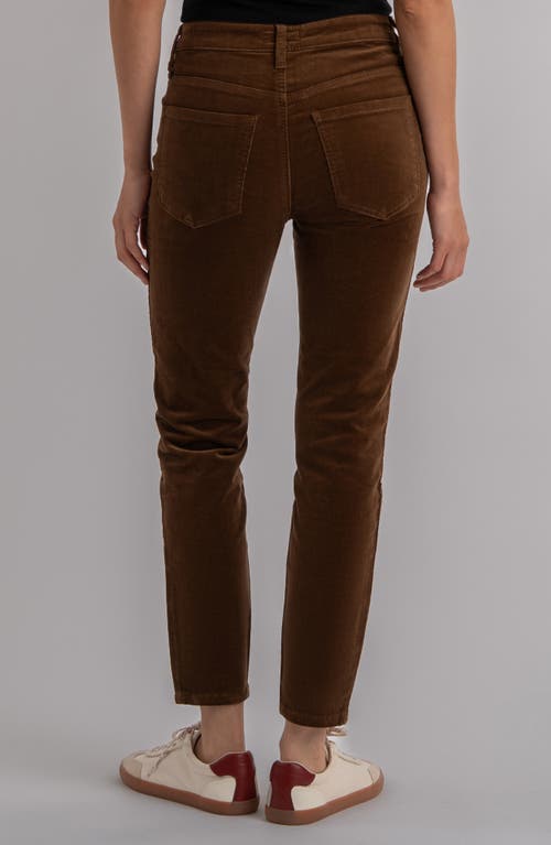 Kut From The Kloth Charlize High Waist Velvet Ankle Cigarette Pants In Brown
