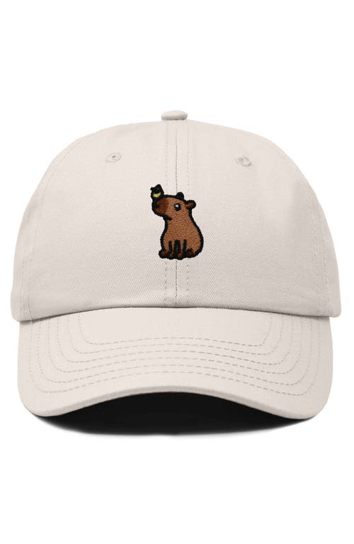 Dalix Capybara Embroidered Everyday Hat In Beige