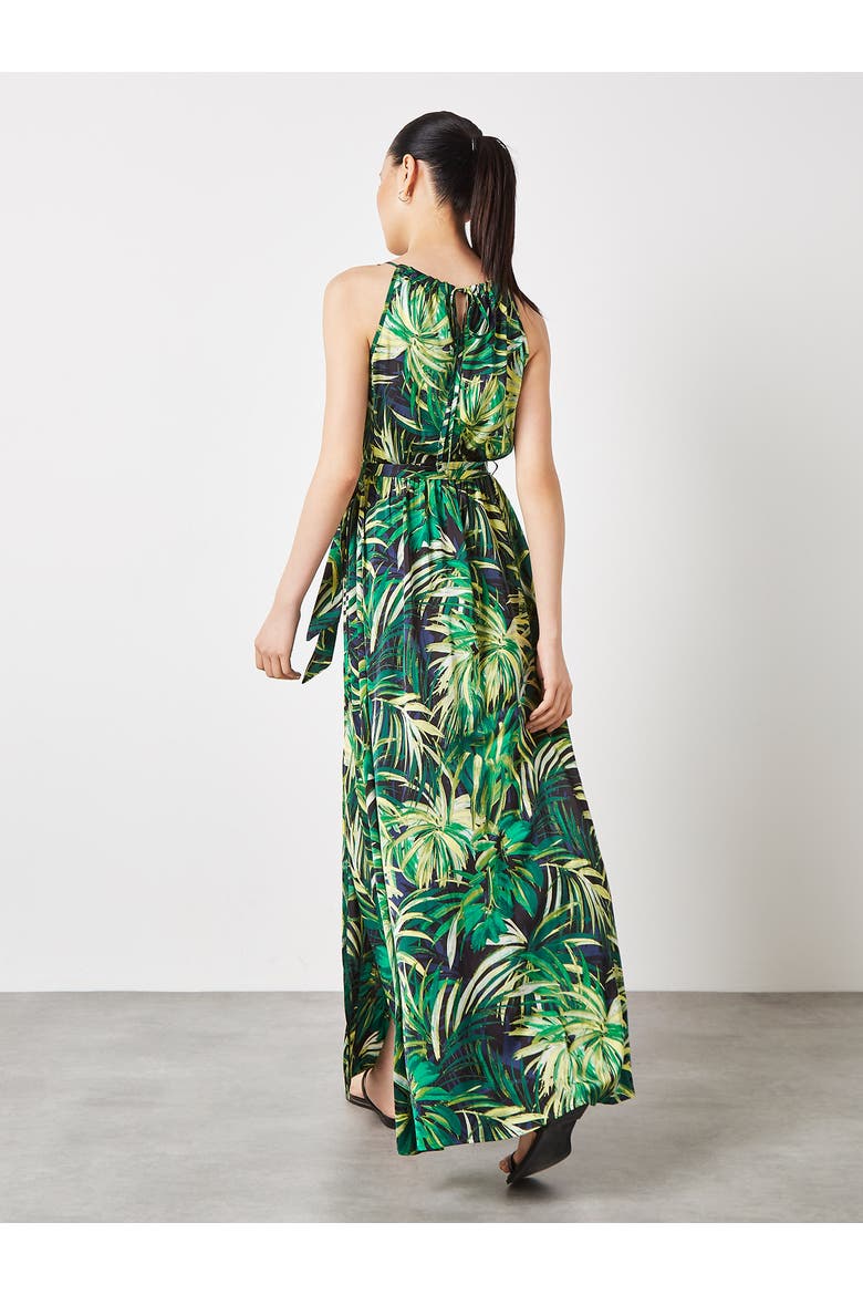 Painterly Tropical Midi Dress, Alternate, color, Navy