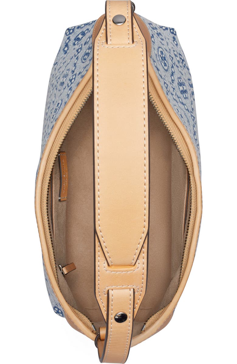 Tory Burch T Monogram Denim Messenger Bag, Alternate, color, Powder Blue