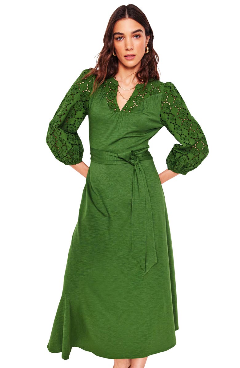 Boden Eyelet Embroidery Long Sleeve Dress, Alternate, color,
