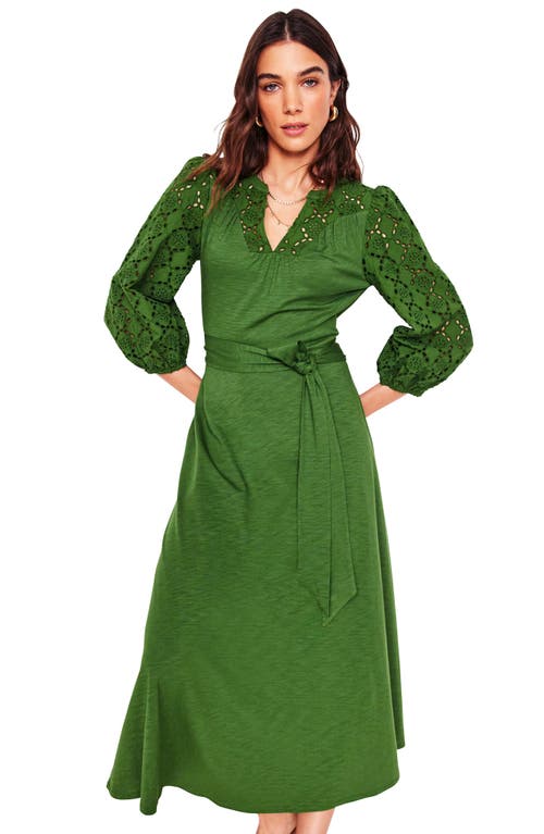 Shop Boden Eyelet Embroidery Long Sleeve Dress In Green