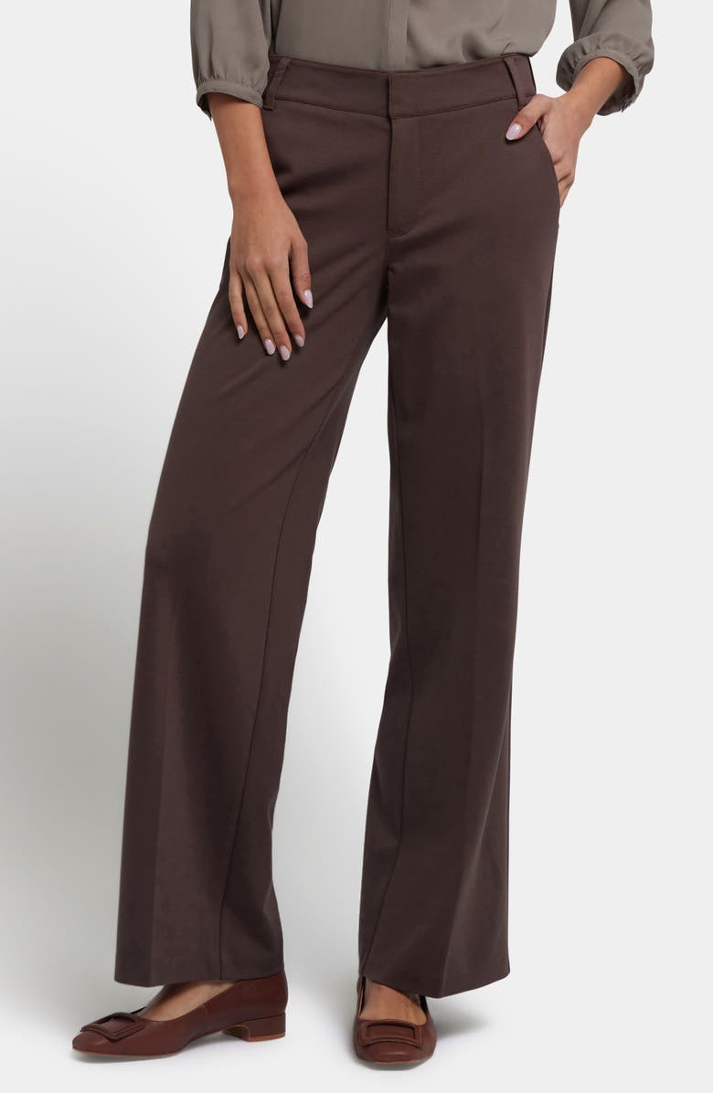 NYDJ Fiona Ponte Knit Straight Leg Pants, Main, color, Coffee Bean