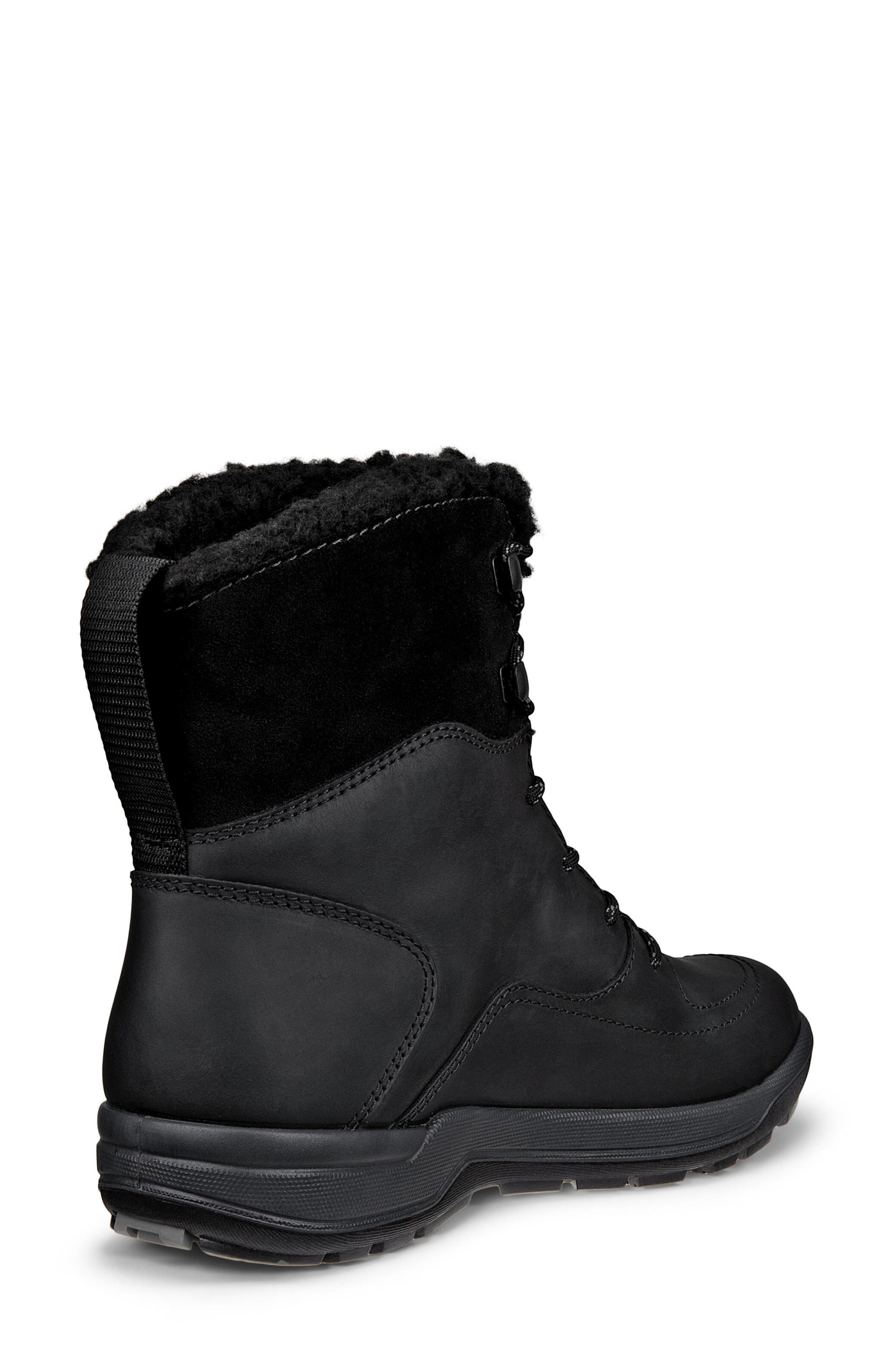 ECCO Trace Lite Waterproof Faux Shearling Lined Hiking Boot, Alternate, color, Black/ Black