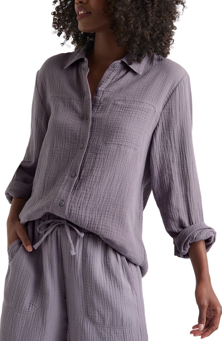 Splendid Kit Cotton Button-Up Blouse, Alternate, color, 