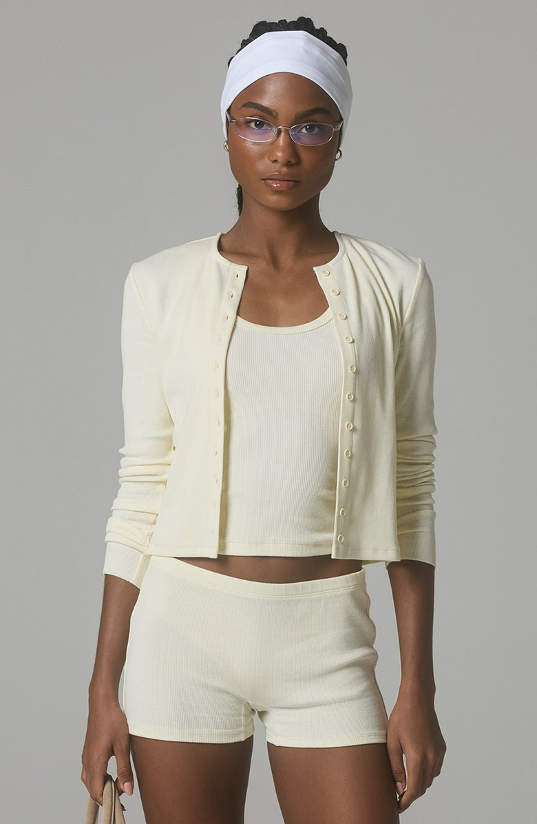 Thirty Years Demi Ribbed Cardigan, Main, color, Buttermilk