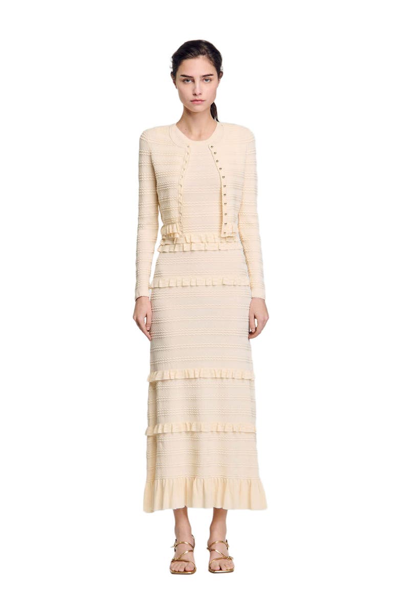 SANDRO Ruffled cardigan, Alternate, color, 