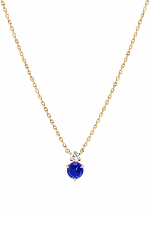 14k Gold Plated Deux Birthstone Necklace Personalized Gift Idea