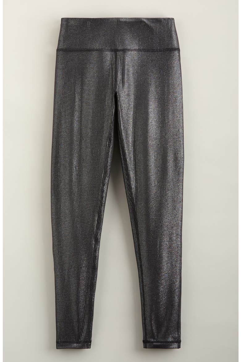 Kids' Sparkle Rib Performance Leggings, Alternate, color, BLACK