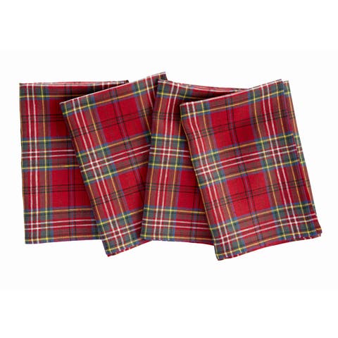 Linen Dinner Napkins - Classic Tartan Plaid, 20" x 20" Inch