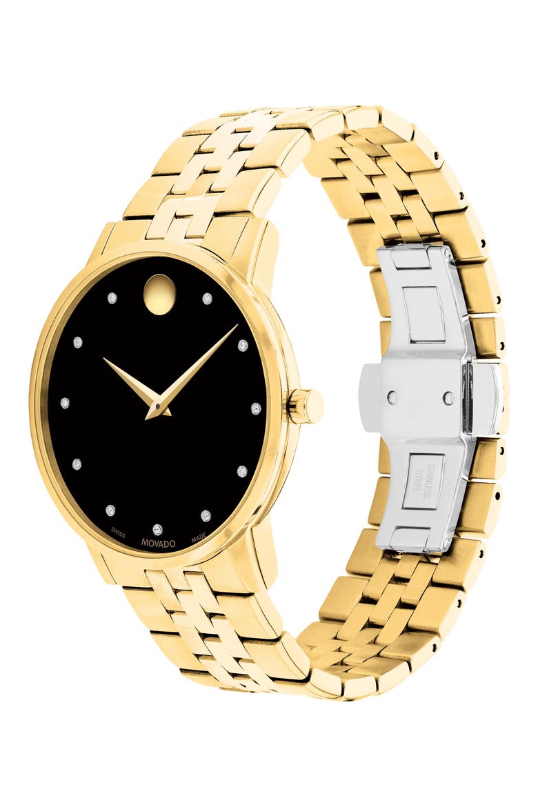 Museum Diamond Classic Bracelet Watch, 40mm, Alternate, color, GOLD