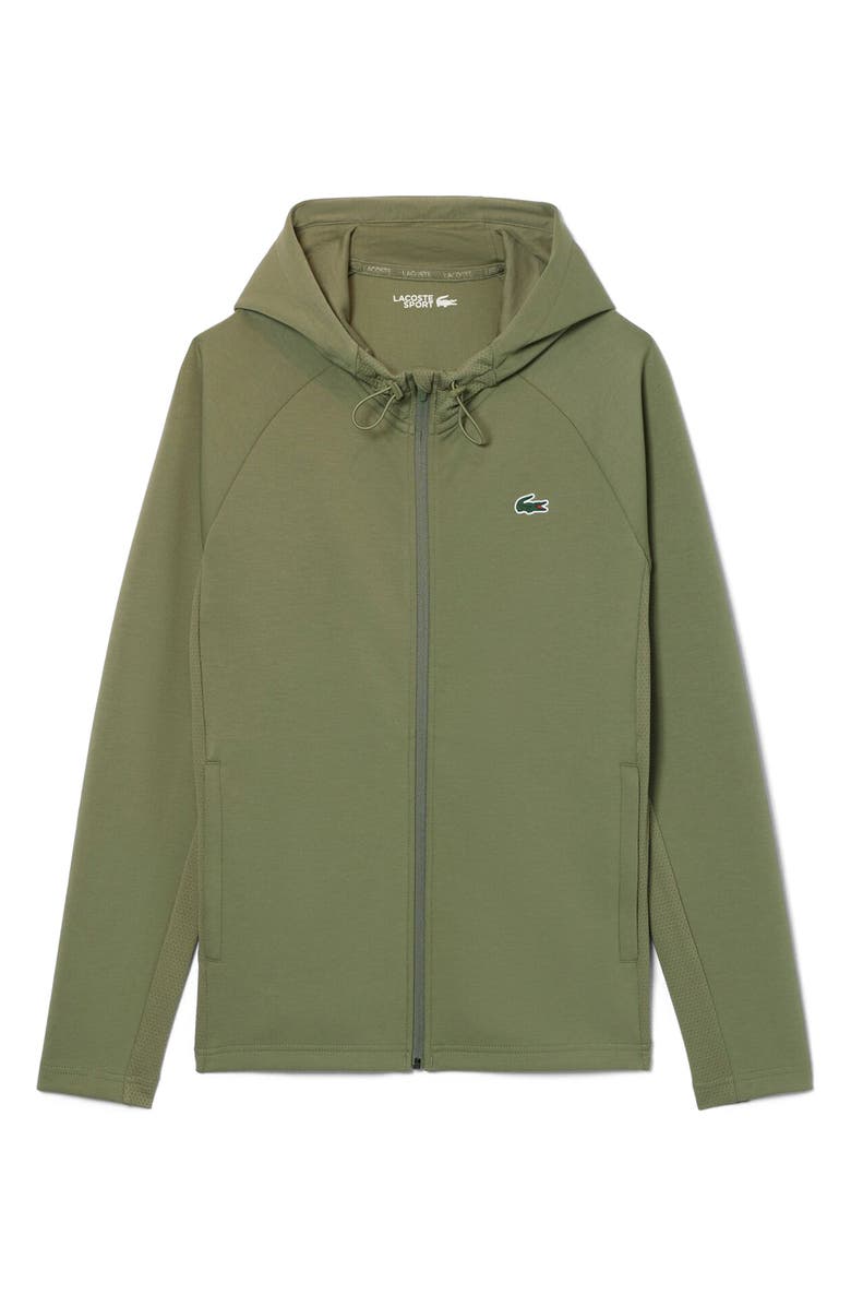 Lacoste Tennis Ventilated Zip Hoodie, Alternate, color, Khaki/ Khaki