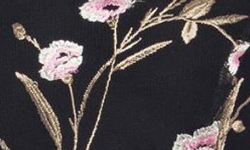 Marina Long Sleeve Floral Embroidered Midi Cocktail Dress In Multi