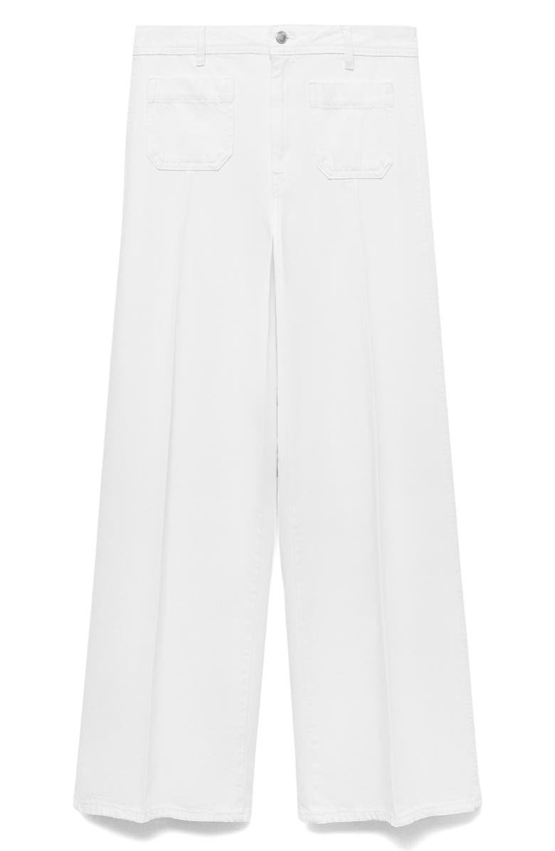 MANGO Patch Pocket High Waist Wide Leg Jeans, Main, color, White