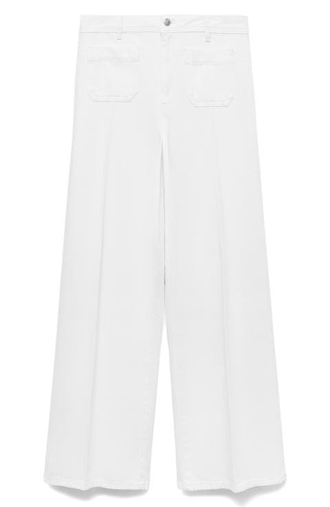 Patch Pocket High Waist Wide Leg Jeans (Regular & Plus)