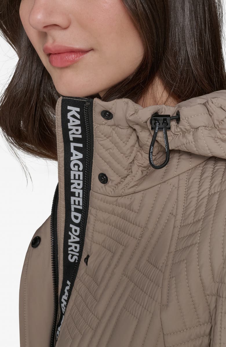 KARL LAGERFELD PARIS Double L Quilted Coat, Alternate, color, Sand