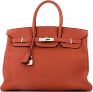 Pre-Owned Hermes Birkin Handbag Brown Togo with Palladium Hardware 35