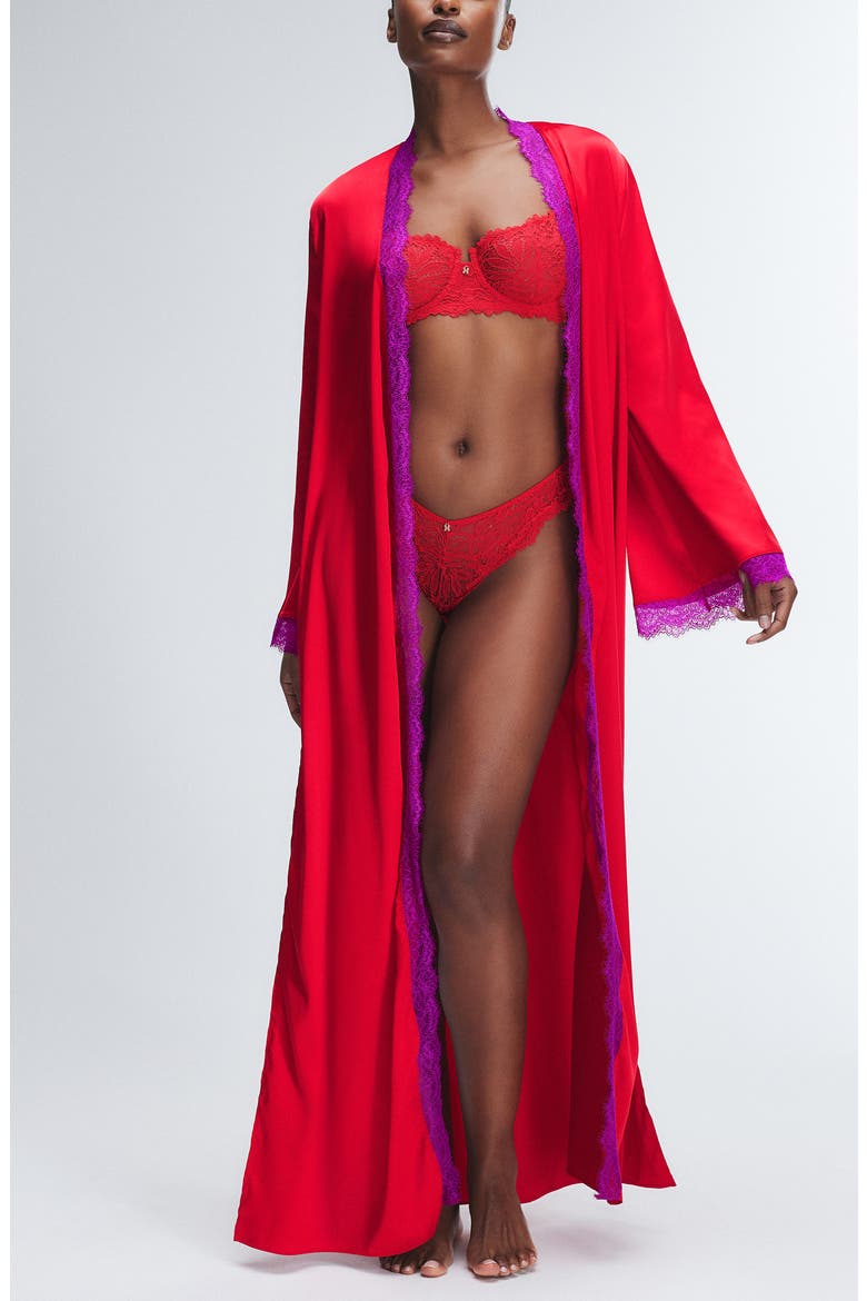 Fire Desire Lace Robe, Main, color, TIMELESS RED