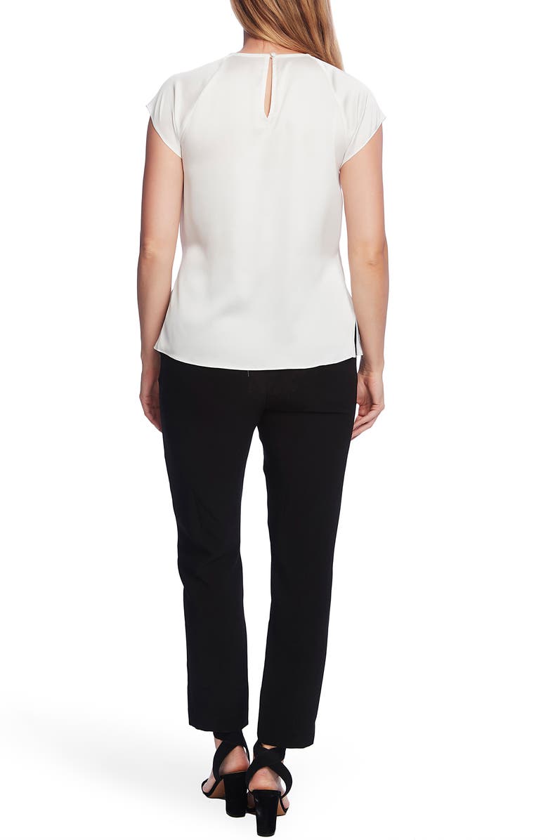 Vince Camuto Tie Front Satin Charmeuse Keyhole Blouse, Alternate, color, 