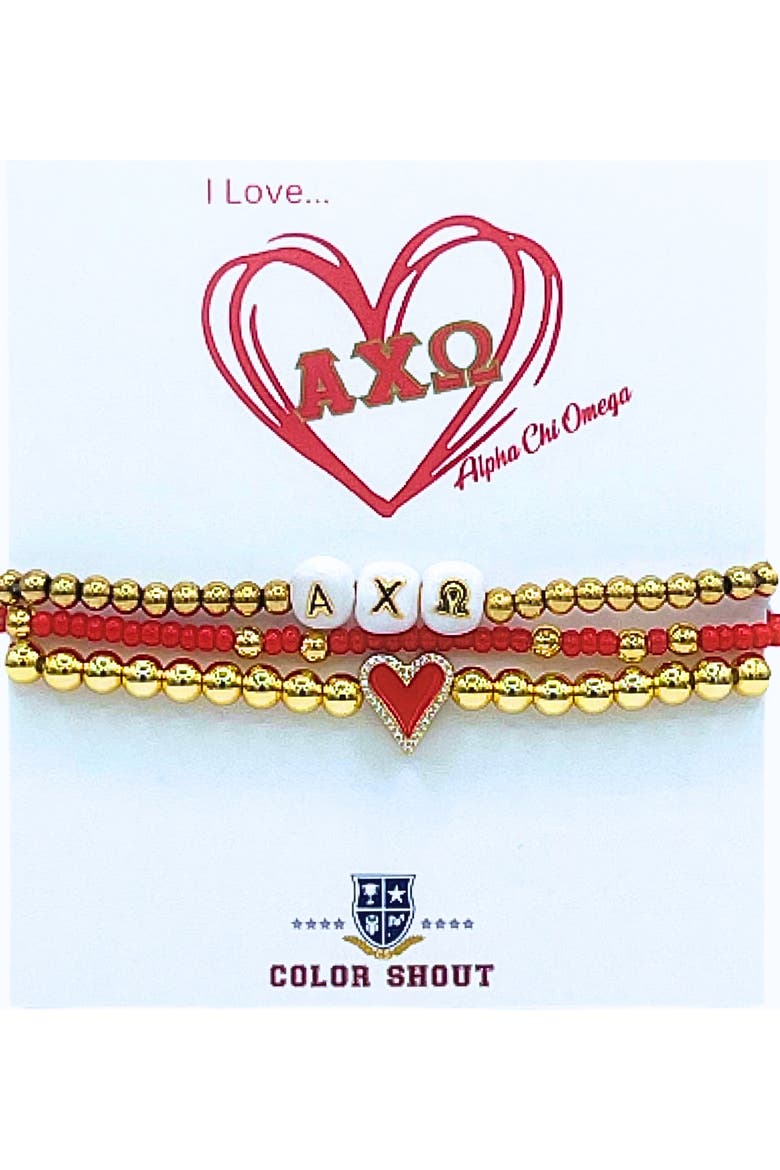 Alpha Chi Omega Love My Sorority Bracelet Stack, Main, color, Yellow Gold