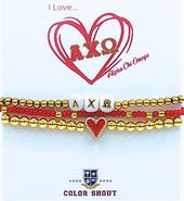 Color Shout Alpha Chi Omega Love My Sorority Bracelet Stack