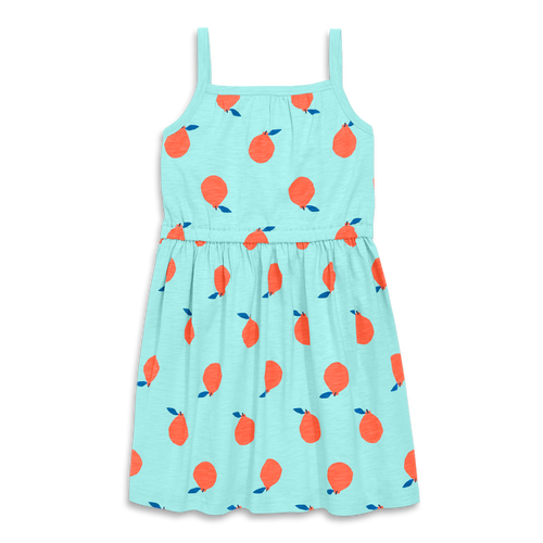 Primary Kids Sundress In Citrus Burst In Mist Clementines