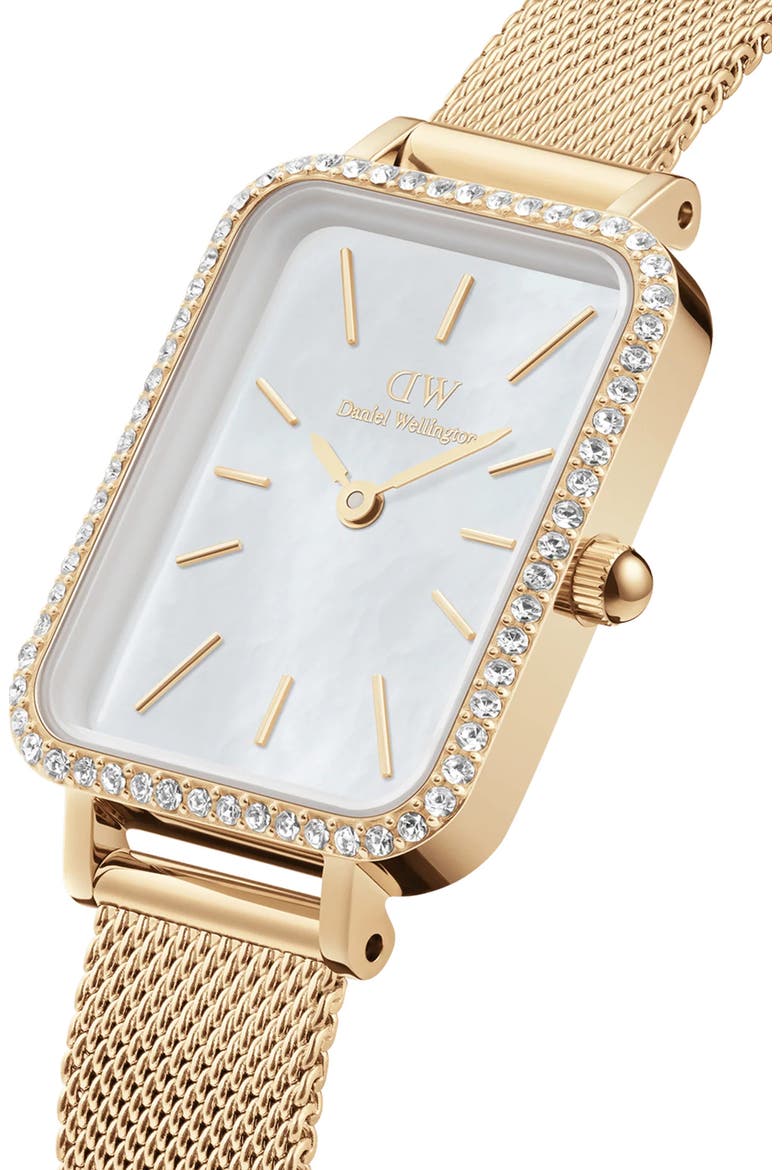 Quadro Mesh Strap Watch, 20mm x 26mm, Alternate, color, GOLD/ WHITE